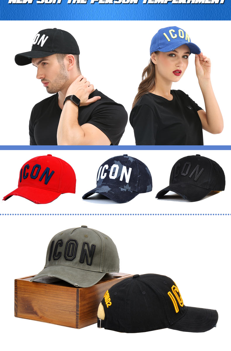 DSQICOND2 Brand Fashion ICON Cotton Mens Baseball Cap Women Snapback Hat DSQ Hat