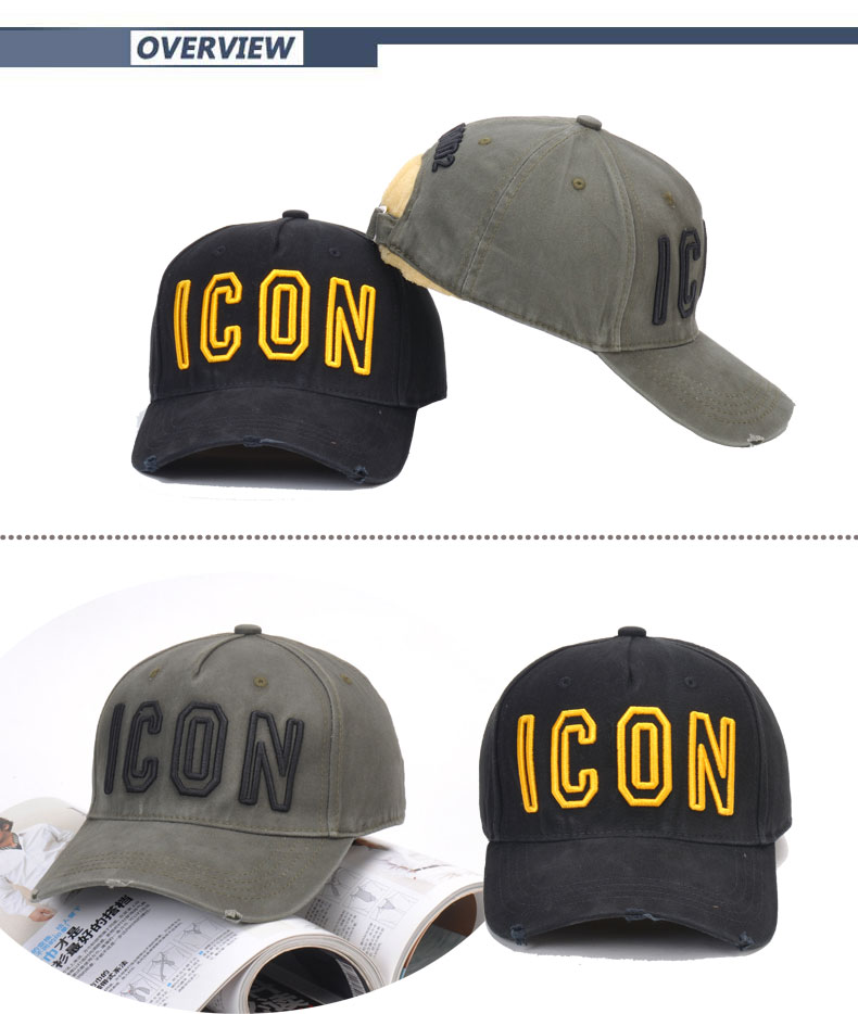 DSQICOND2 Brand Fashion ICON Cotton Mens Baseball Cap Women Snapback Hat DSQ Hat